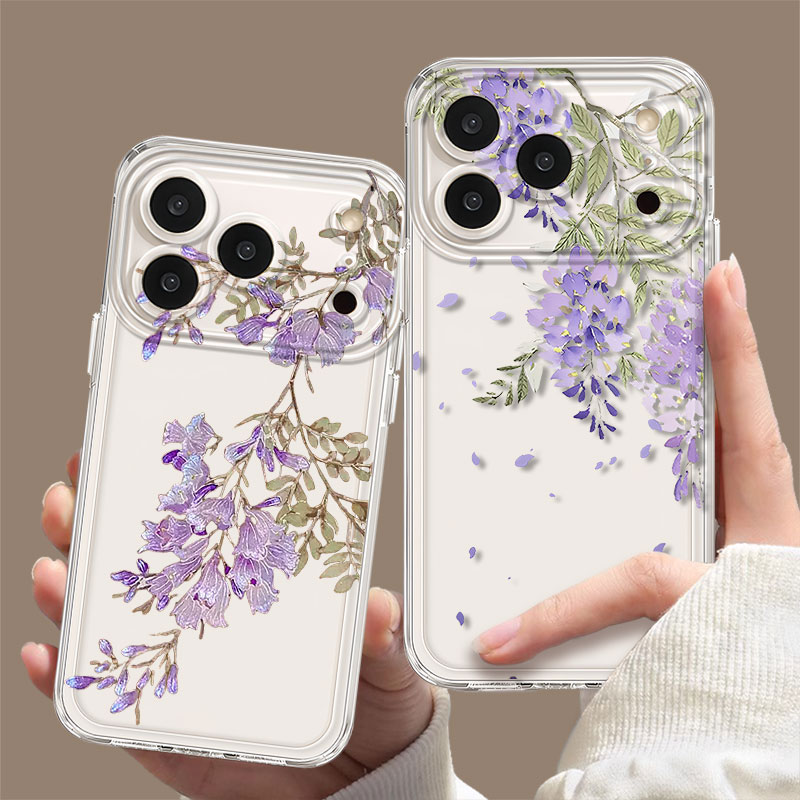 适用苹果系列手机壳紫藤花