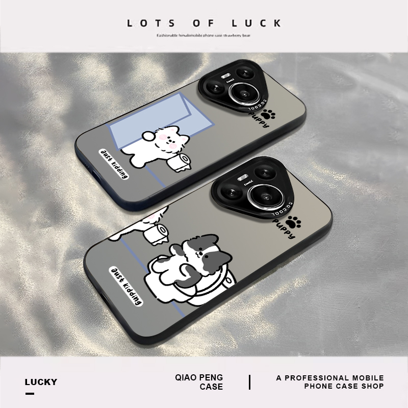 适用华为手机壳小狗上厕所情侣