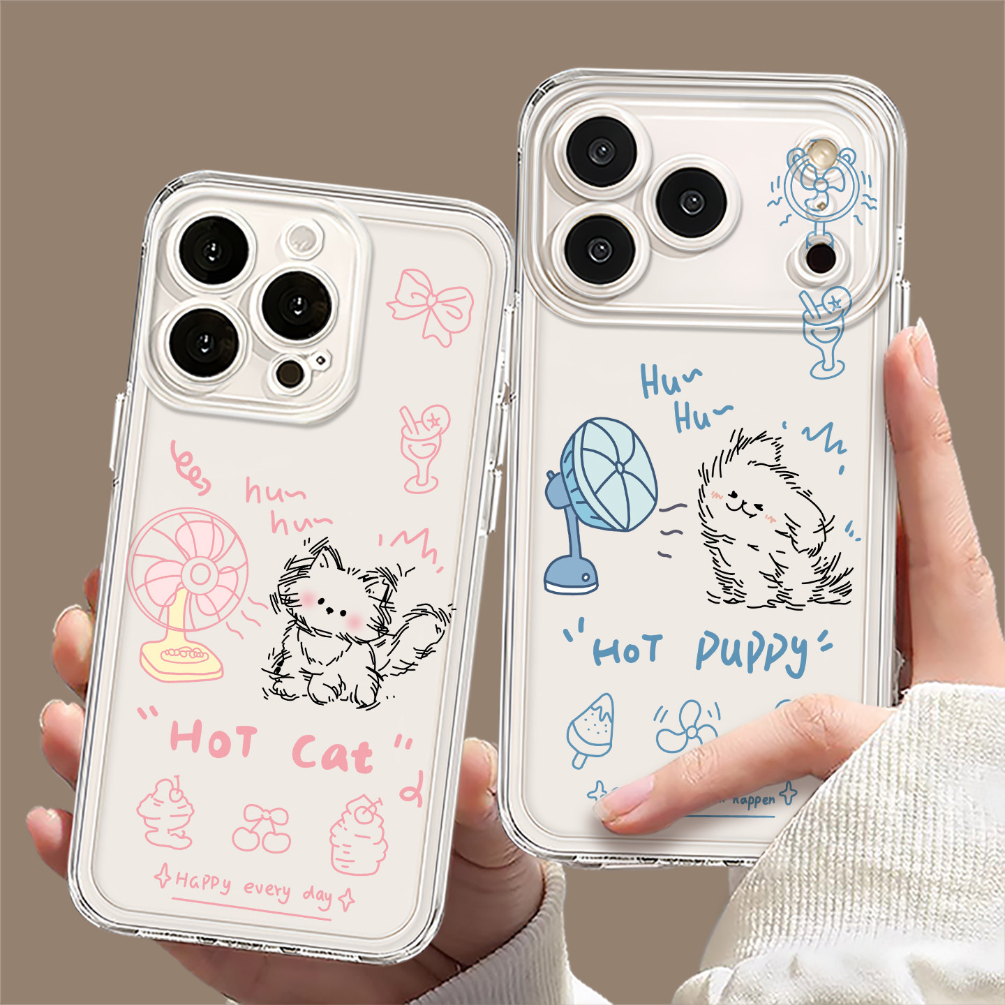 适用苹果17手机壳e情侣iphone16新款15promax风扇小狗14plus猫咪13mini高级感12透明11一对x超可爱xr女款xs/8