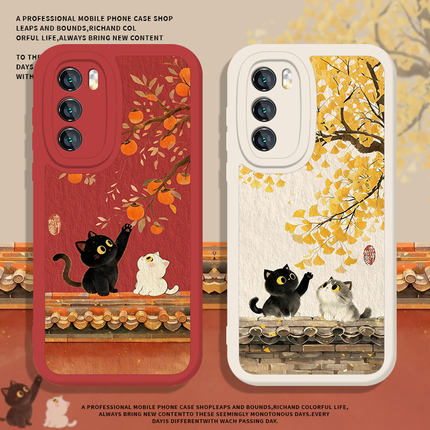 秋天猫咪适用小米17promax手机壳15新款12国风13情侣11ultra红米note14杏花k90k80k70k60k50k40k90/10/turbo4