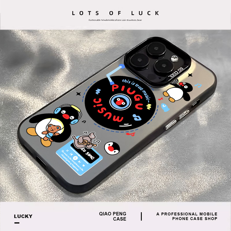 适用苹果手机壳唱片pingu企鹅