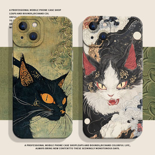 浮世绘中的猫适用小米15手机壳13新款14pro小众12高级感11ultra红米k80k70k60k50k40/17女款turbo4猫咪note10