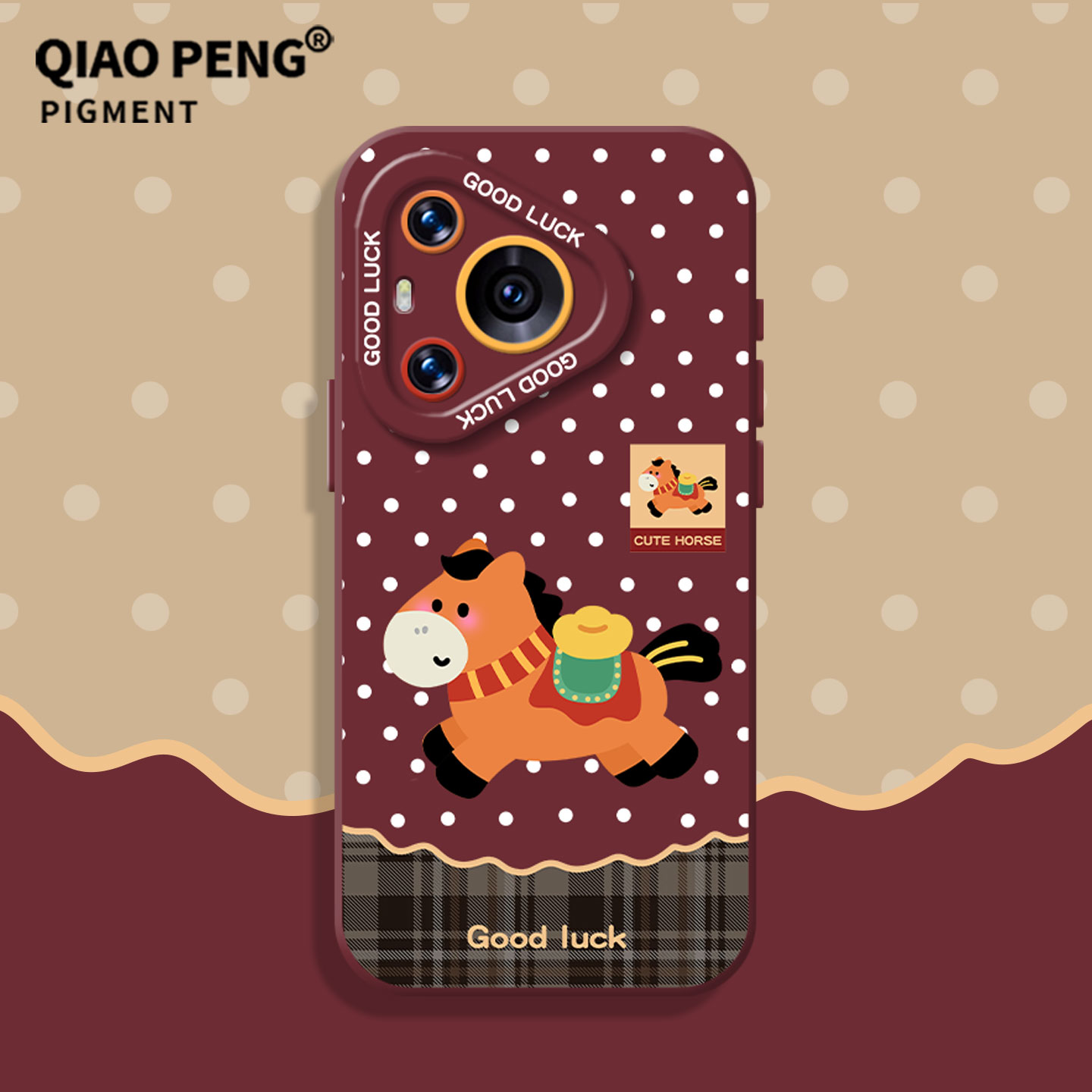 适用荣耀手机壳波点围巾小马