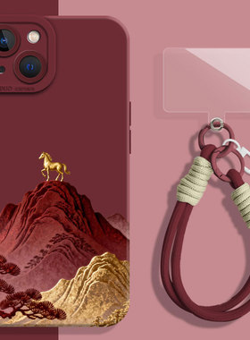 适用小米15手机壳14过年17promax马年12新年note13带挂绳金山马11红米k90k80k60k70k50k40s本命年turbo4红色3