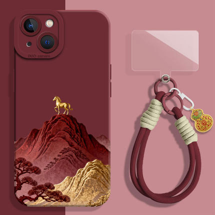 适用小米15手机壳14过年17promax马年12新年note13带挂绳金山马11红米k90k80k60k70k50k40s本命年turbo4红色3