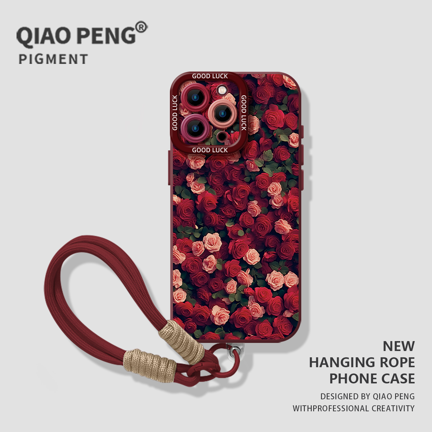 适用荣耀手机壳玫瑰花群挂绳