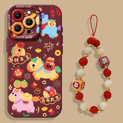 马年大吉适用小米15pro手机壳14新年13烟花12小马17红米k80k90k70k60k50k40本命年note11新款10红色turbo挂绳
