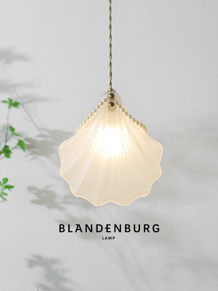 贝壳小吊灯浪漫温馨卧室床头灯法式轻奢创意个性设计水晶玻璃灯具