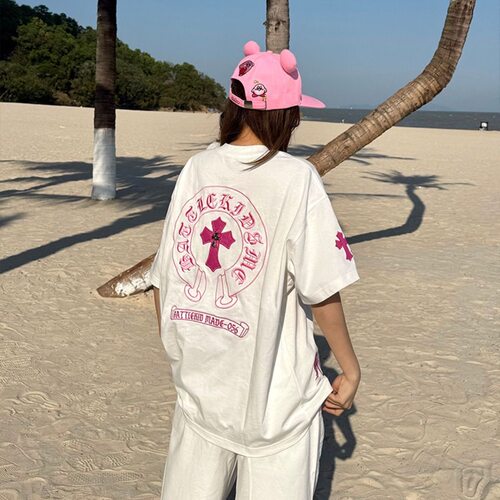 猪猪队长美式复古字母刺绣短袖T恤男女夏季新款宽松情侣上衣