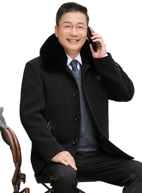 惠绅中老年男士加绒呢子衣