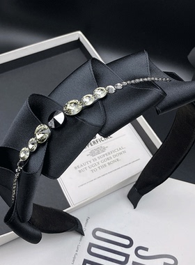 高级感镶钻发卡发箍女黑色不规则宽边发捆头饰逛街压发洗脸头箍