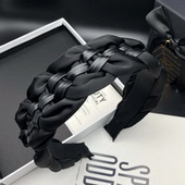 高颅顶时尚 新款 发卡发箍女编织黑色高级感头饰宽边压发洗脸头箍