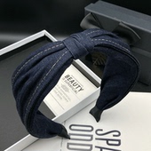 气质牛仔布艺发卡发箍女高颅顶显脸小时尚 头饰宽边压发洗脸头箍