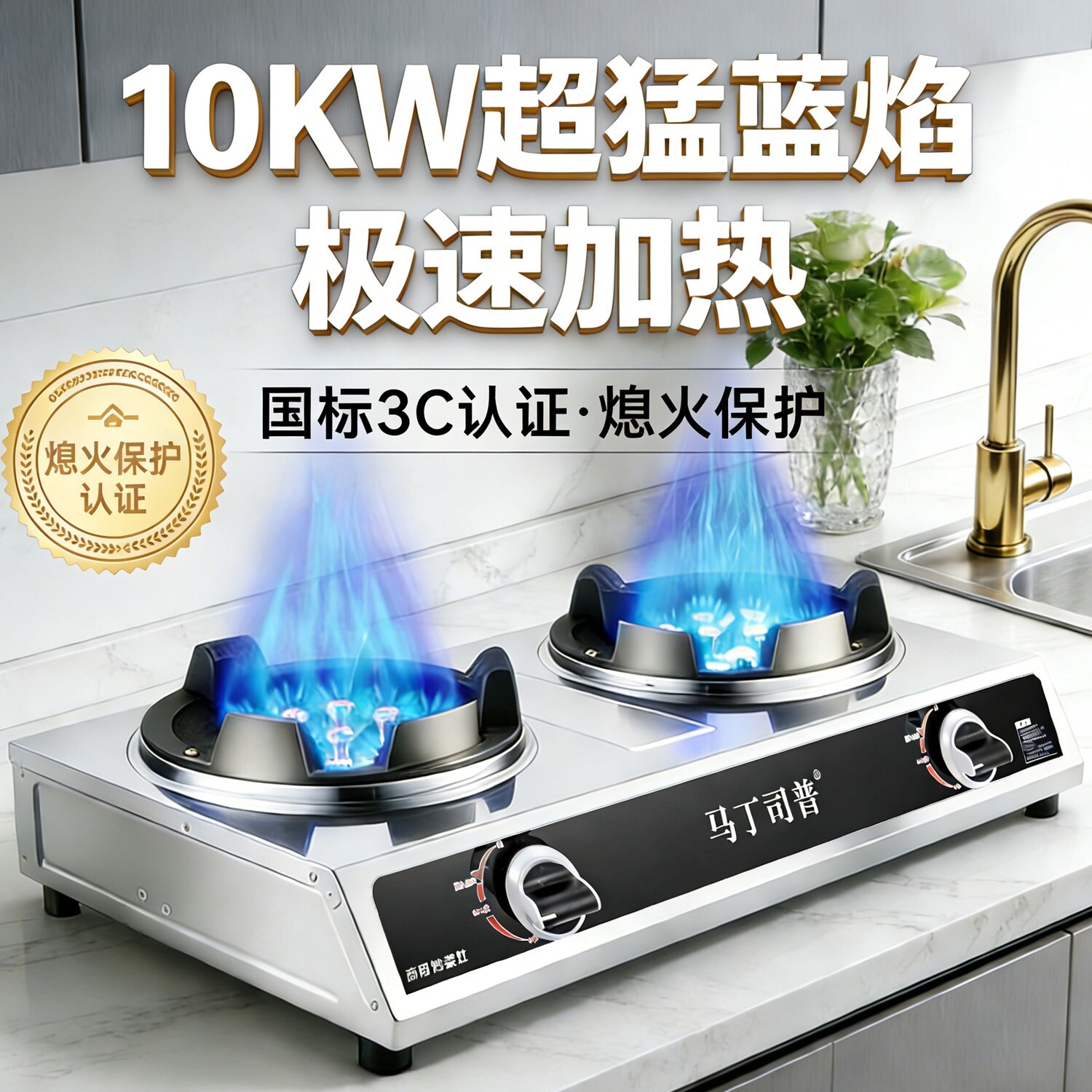 猛火煤气灶双灶饭店商用液化气天燃气灶炉然气家用不锈钢摆摊台式