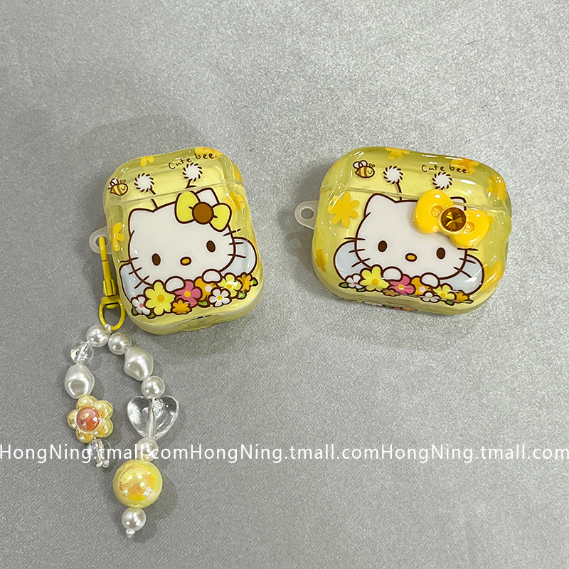 可爱蜂蜜蜂HelloKitty适用新三代airpods4保护套新款苹果蓝牙无线耳机壳1/2代airpodspro二代防摔全包小众