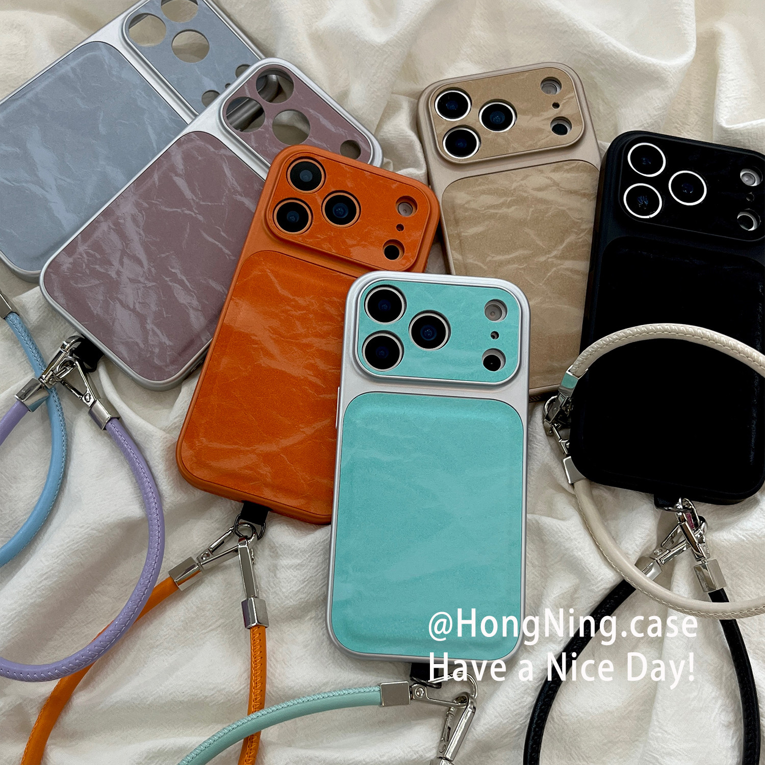 轻奢皮质褶皱纹带挂绳适用iPhone17ProMax手机壳简约苹果16pro新款15PRO女款小众13硅胶14防摔情侣全包软壳套,3C数码配件,手机保护套/壳,淘宝优惠券,粉丝福利购,淘宝优惠卷