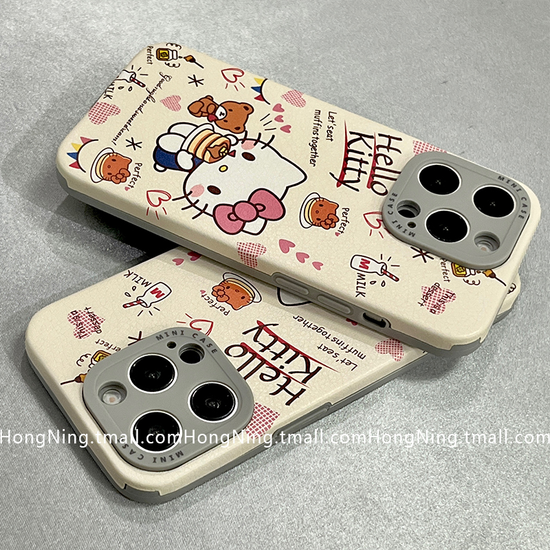 可爱卡通HelloKitty涂鸦适用苹果16ProMax手机壳iPhone13新款16pro小众女款14防摔15PRO硅胶少女心全包软壳套