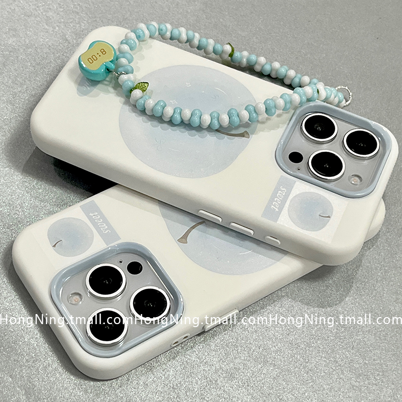 液态蓝色苹果带链条适用苹果16ProMax手机壳文艺简约iPhone13新款超火16pro小众女款14防摔15PRO硅胶全包软壳