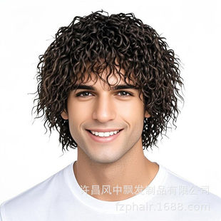 锡纸烫卷发头套欧美士短假发曲发 短卷发全头套化纤发 女通用