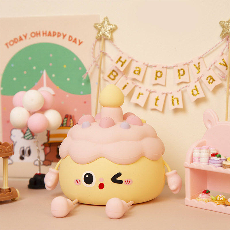 生日蛋糕小夜灯卧室床头氛围灯儿童伴睡灯柔光护眼充电硅胶拍拍灯,家装灯饰光源,小夜灯,淘宝优惠券,粉丝福利购,淘宝优惠卷