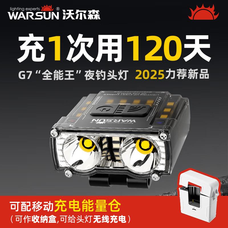 沃尔森(WARSUN)G7头灯帽夹灯夜钓感应钓鱼强光充电超亮超长续航超