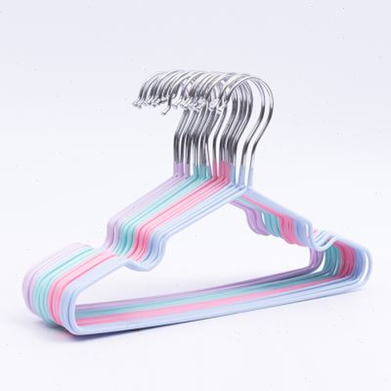 30支装儿童浸塑钢丝防滑衣架防痕家用婴儿宝宝金属塑料衣挂衣架子