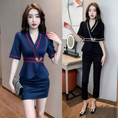 女 工装 美容院技师服修身 气质养生采耳店沐足spa休闲会所秋冬新款