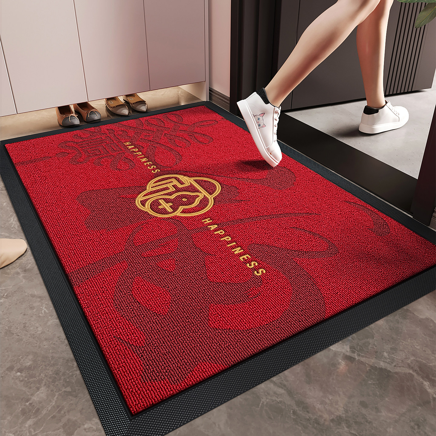 入户门地垫玄关大门口进门脚垫子红色高级感防滑除尘耐脏耐磨地毯,居家布艺,入户地垫,淘宝优惠券,粉丝福利购,淘宝优惠卷