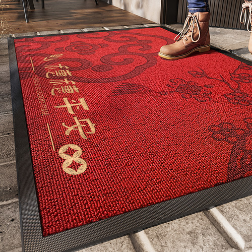 入户门地垫红色高级大门口进门耐脏免洗脚垫别墅豪宅高端地毯定制