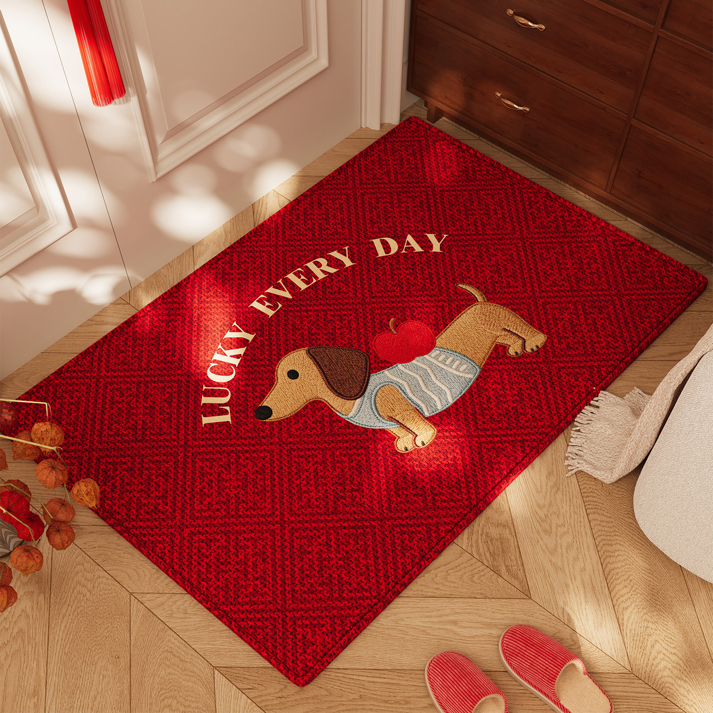 新年入户门地垫2026新款红色喜庆防滑脚垫耐脏除尘玄关高级感地毯,居家布艺,入户地垫,淘宝优惠券,粉丝福利购,淘宝优惠卷