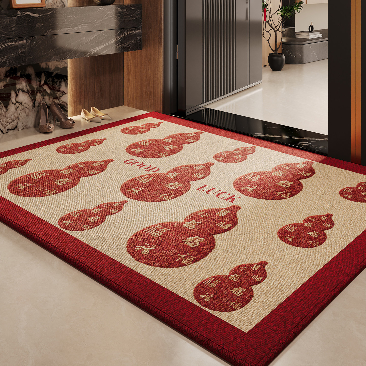 喜庆门垫红色入户门地垫大门口防滑脚垫玄关进门耐脏耐磨除尘地毯,居家布艺,入户地垫,淘宝优惠券,粉丝福利购,淘宝优惠卷