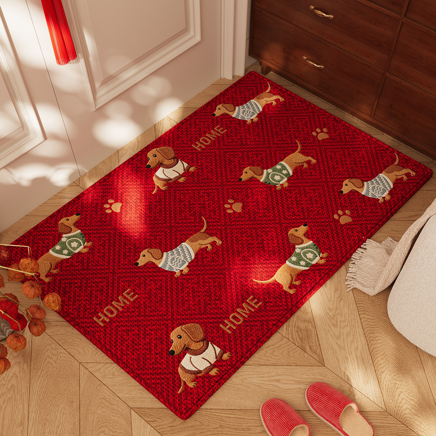 新年入户门地垫2026新款红色喜庆防滑脚垫耐脏除尘玄关高级感地毯,居家布艺,入户地垫,淘宝优惠券,粉丝福利购,淘宝优惠卷
