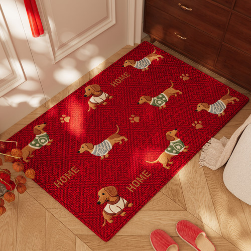 新年入户门地垫2026新款红色喜庆防滑脚垫耐脏除尘玄关高级感地毯