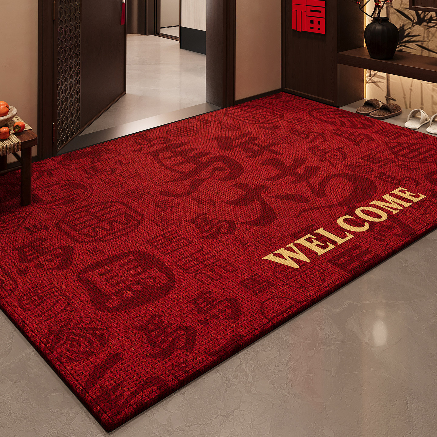 马年红色入户门地垫喜庆防滑脚垫玄关进门地毯2026新款蹭土除尘垫,居家布艺,入户地垫,淘宝优惠券,粉丝福利购,淘宝优惠卷