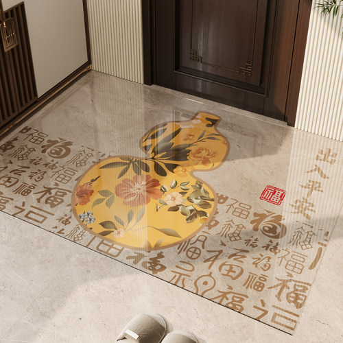 入户门地垫新中式福禄大门口防滑脚垫耐脏除尘免洗地毯软玻璃门垫