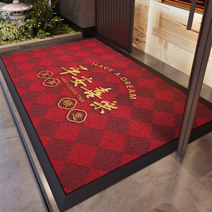 红色入户门地垫大门口进门脚垫新年别墅家用防滑地毯耐脏加厚门垫