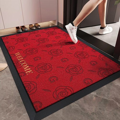 红色入户门地垫轻奢高级感防滑脚垫玄关进门耐脏除尘免洗地毯门垫