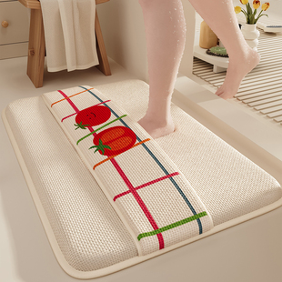 厕所门口卫生间地垫吸水速干擦脚地毯仿编织亚麻耐磨浴室防滑垫子