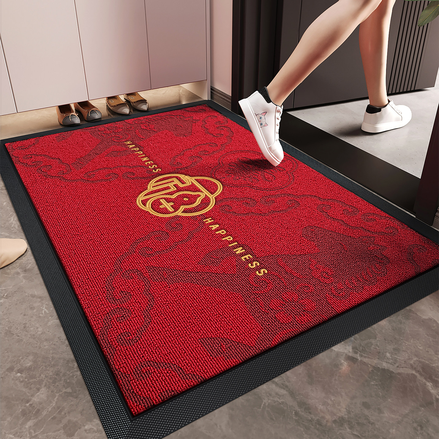 2026新款红色玄关防滑脚垫马年入户门地垫喜庆耐脏除尘高级感地毯,居家布艺,入户地垫,淘宝优惠券,粉丝福利购,淘宝优惠卷