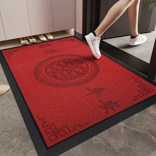 别墅大门口高端红色入户门地垫耐脏免洗地毯玄关防滑高级感蹭脚垫