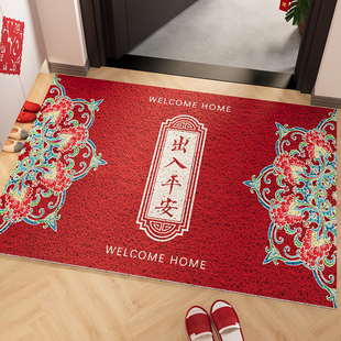 丝圈入户门地垫红色PVC蛇年大门口进门地毯耐脏免洗防滑脚垫定制