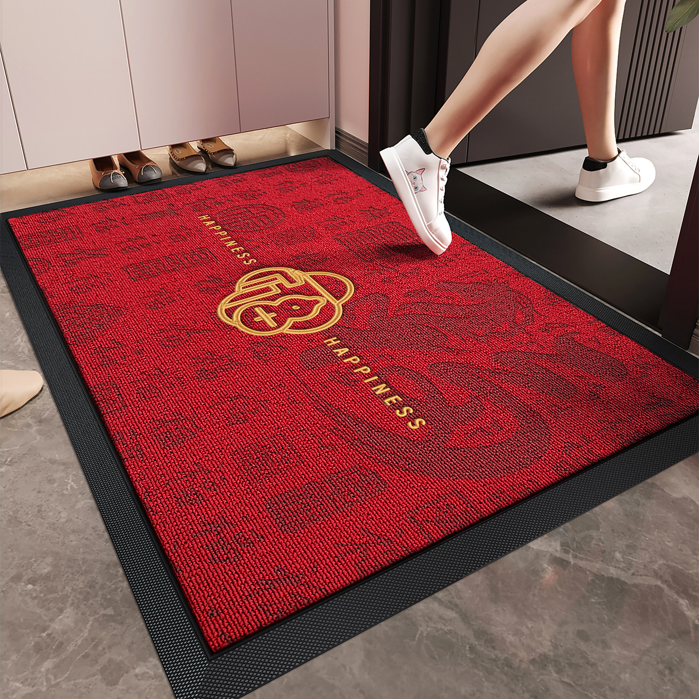 马年入户门地垫红色高级感玄关防滑脚垫耐脏除尘免洗地毯家用门垫,居家布艺,入户地垫,淘宝优惠券,粉丝福利购,淘宝优惠卷