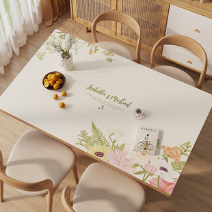 新款小清新桌布防水防油免洗美式长方形餐桌垫茶几皮革台面保护垫