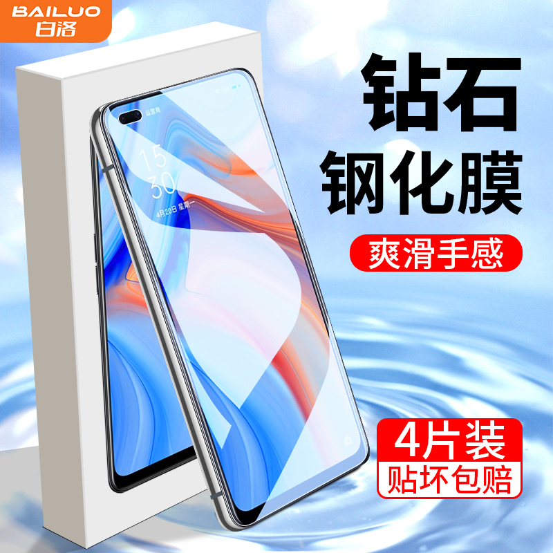 适用opporeno4钢化膜满屏覆盖