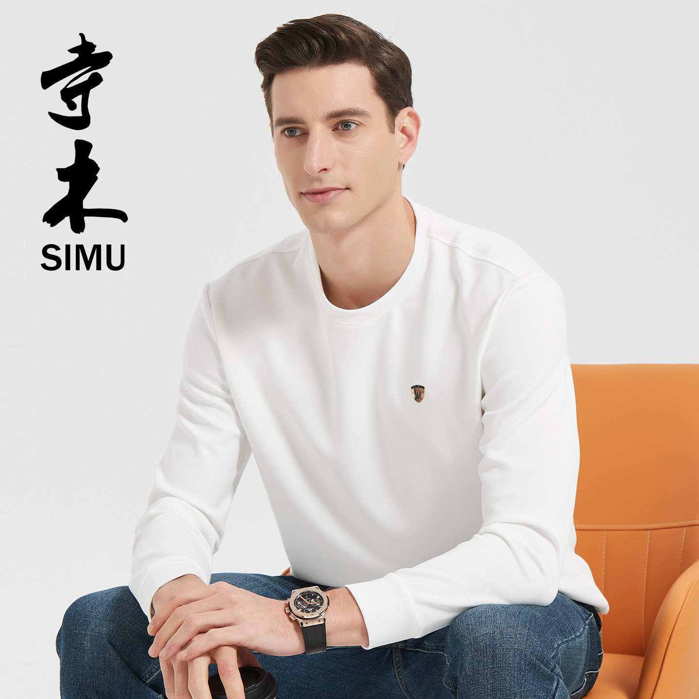 寺木春秋季男士卫衣圆领长袖纯色套头休闲运动打底衫7089