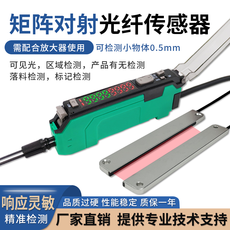 矩形矩阵光纤传感器区域检测对射红外线感应探头光电开关光栅光幕
