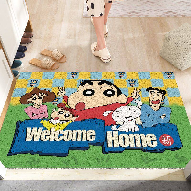 二次元地毯蜡笔小新卡通丝圈进门脚垫除尘耐磨地垫玄关大门口入户