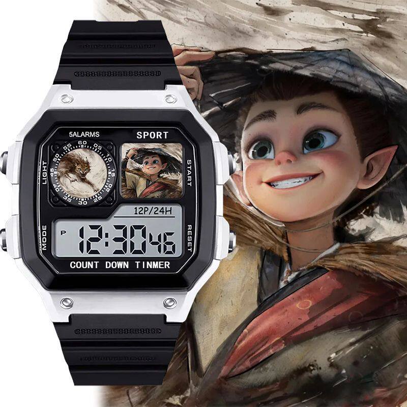 二次元哪吒敖丙儿童手表动漫周边防水防摔智能电子计时手表有闹钟