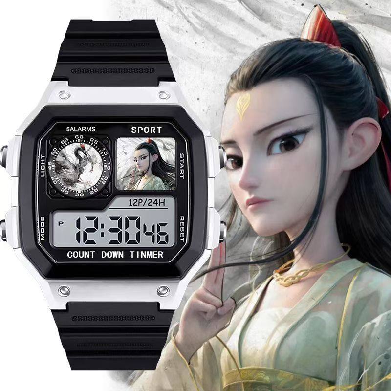 二次元哪吒敖丙儿童手表动漫周边防水防摔智能电子计时手表有闹钟