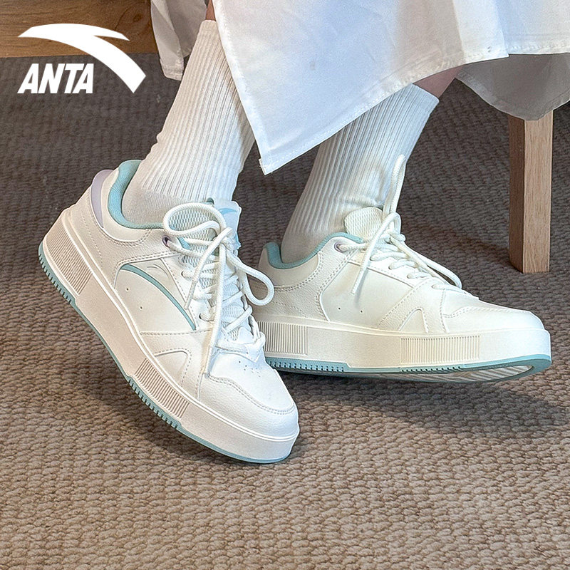 安踏板鞋女鞋厚底小白鞋子女生夏季百搭潮鞋2024新款运动休闲鞋子